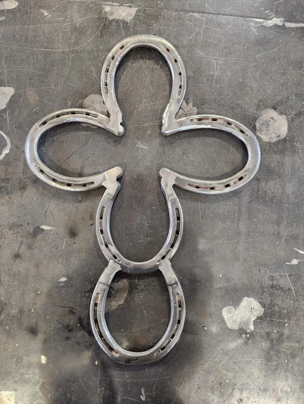Rustic Silver Horseshoe Cross Wall Decor - Unbranded